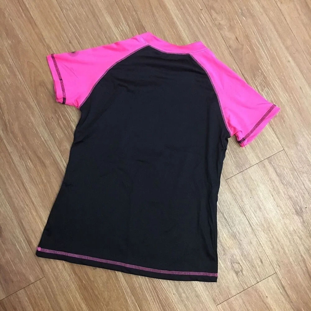 PSNY P.S. from‎ Aeropostale Girls Rash Guard Size 14 Pink Black Swim Shirt NEW